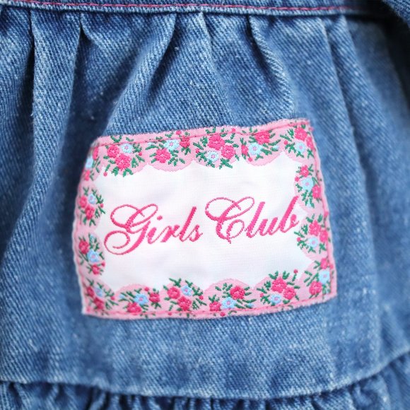 Vintage kids GIRLS CLUB denim frilled dress - Picture 4 of 9